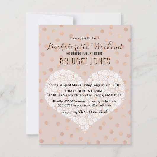 Bachelorette Weekend reisroute Roos Gold Confetti Kaart (Voorkant)