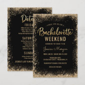 Bachelorette Weekend reisroute Zwart Goud Lijst Kaart (Voorkant / Achterkant)