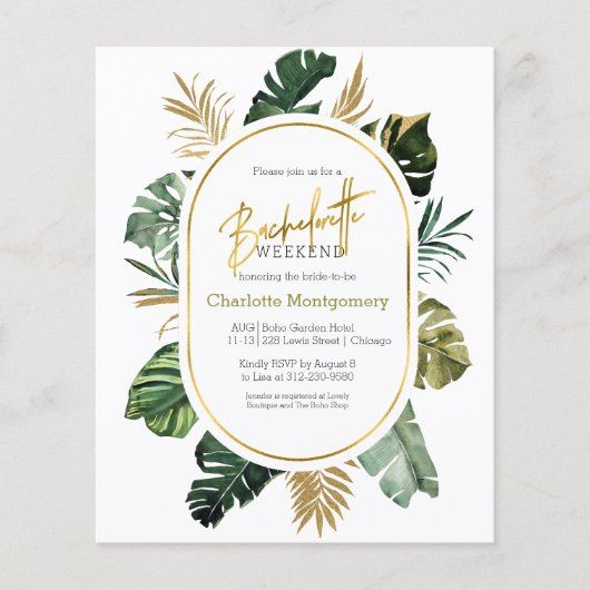 Bachelorette Weekend Reisschema Budget Uitnodiging (Voorkant)