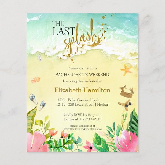 Bachelorette Weekend Reisschema Budget Uitnodiging (Voorkant)