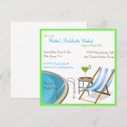 Bachelorette Weekend Resort Custom Invitations Kaart (Voorkant / Achterkant)