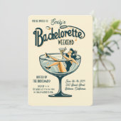 Bachelorette Weekend Retro Party Uitnodiging (Staand voorkant)