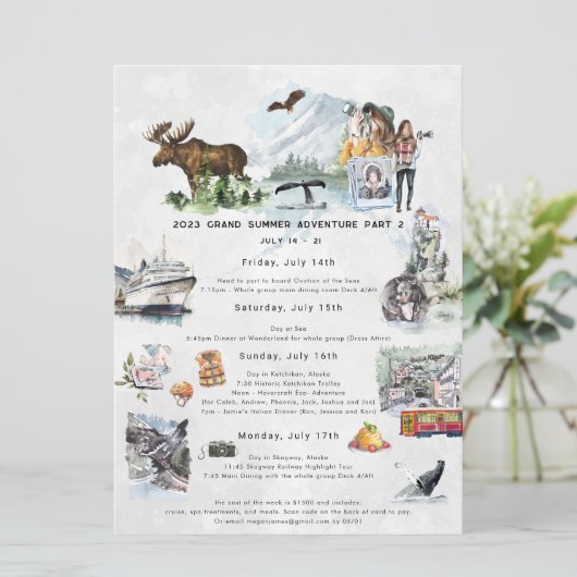 Bachelorette Weekend Route | Alaska Cruise Kaart (Staand voorkant)