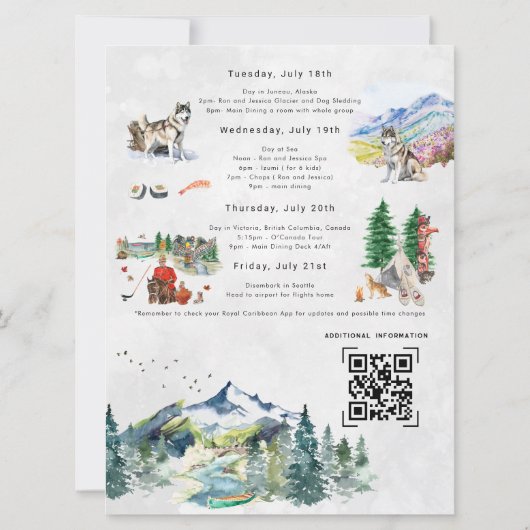 Bachelorette Weekend Route | Alaska Cruise Kaart (Achterkant)