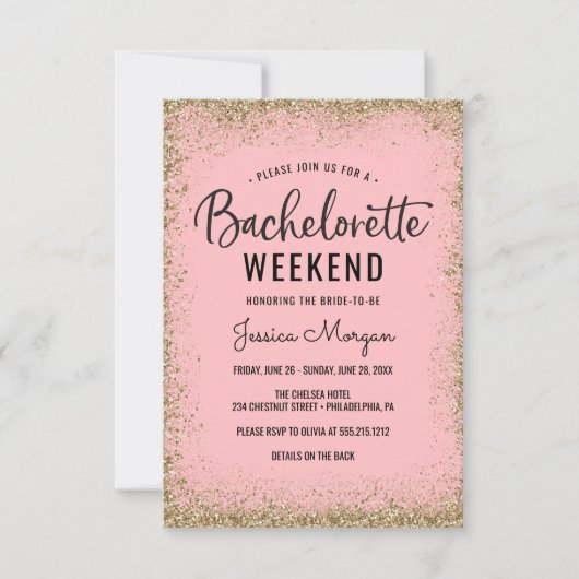 Bachelorette Weekend Route Blush Gold Lijst Kaart (Voorkant)