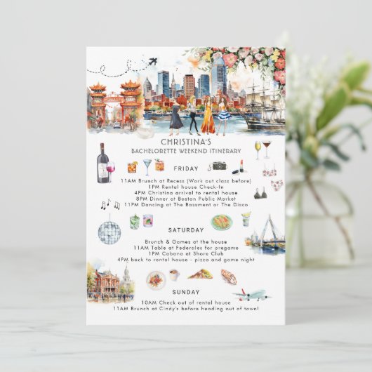 Bachelorette Weekend Route | Boston Kaart (Staand voorkant)