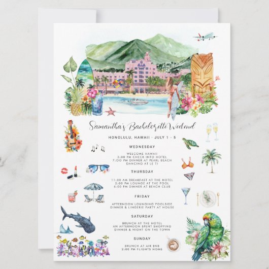 Bachelorette Weekend Route | Hawaï Kaart (Voorkant)
