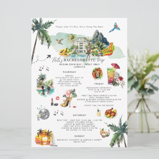 Bachelorette Weekend Route | Jamaica Kaart (Staand voorkant)