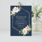 Bachelorette Weekend Route Navy Blauw Goud Kaart (Staand voorkant)