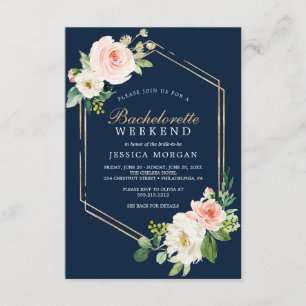Bachelorette Weekend Route Navy Blauw Goud Kaart