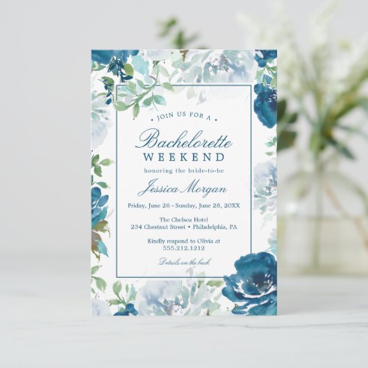 Bachelorette Weekend Route Navy Uitnodiging (Staand voorkant)