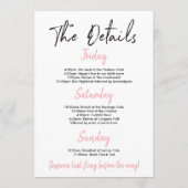 Bachelorette Weekend Route Roze en Goud Programmakaart (Achterkant)