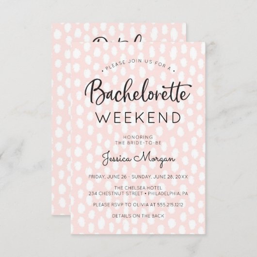 Bachelorette Weekend Route Rustiek Roze Kaart (Voorkant / Achterkant)