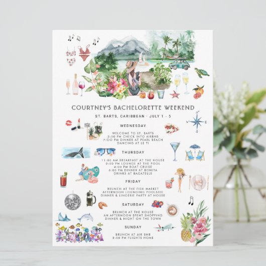 Bachelorette Weekend Route | Saint-Barthélemy Kaart (Staand voorkant)