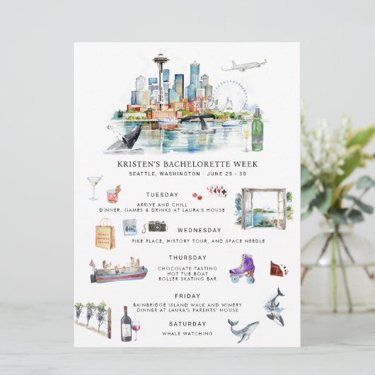 Bachelorette Weekend Route | Seattle Kaart (Staand voorkant)