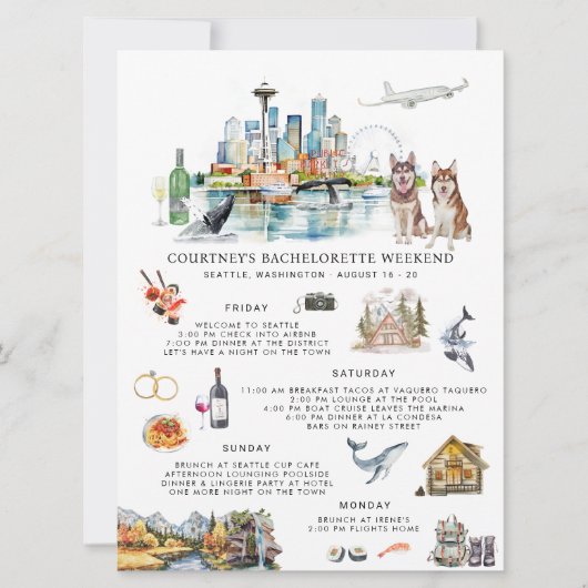 Bachelorette Weekend Route | Seattle Kaart (Voorkant)