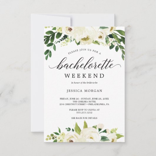 Bachelorette Weekend Route Witte Rozen Kaart (Voorkant)