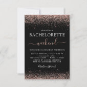 Bachelorette Weekend Roze Rose Goud Glitter Party Kaart (Voorkant)