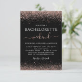 Bachelorette Weekend Roze Rose Goud Glitter Party Kaart (Staand voorkant)