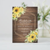 Bachelorette Weekend Rustieke Zonnebloem Greenery Kaart (Staand voorkant)