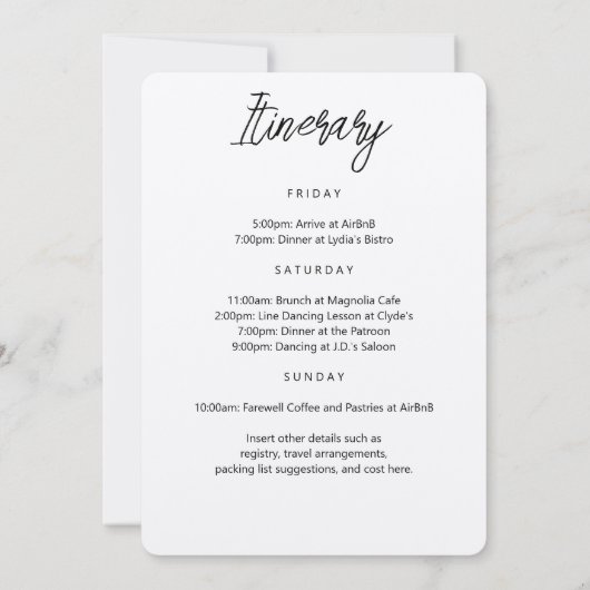 Bachelorette Weekend Sangria Cocktailglas Kaart (Achterkant)