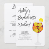 Bachelorette Weekend Sangria Cocktailglas Kaart (Voorkant / Achterkant)