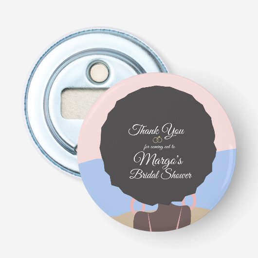 Bachelorette-weekend strand bruidsdouche   button flesopener (Voorkant)