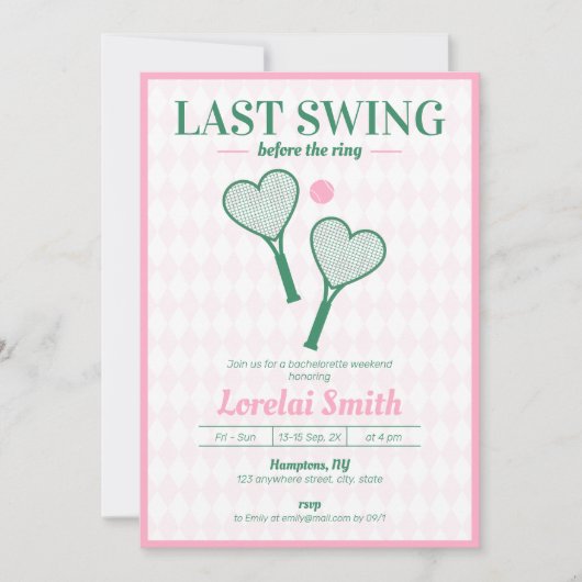 Bachelorette Weekend Tennis Country Club Cute Kaart (Voorkant)