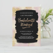 Bachelorette Weekend Uitnodiging Roze Goud Glitter (Staand voorkant)