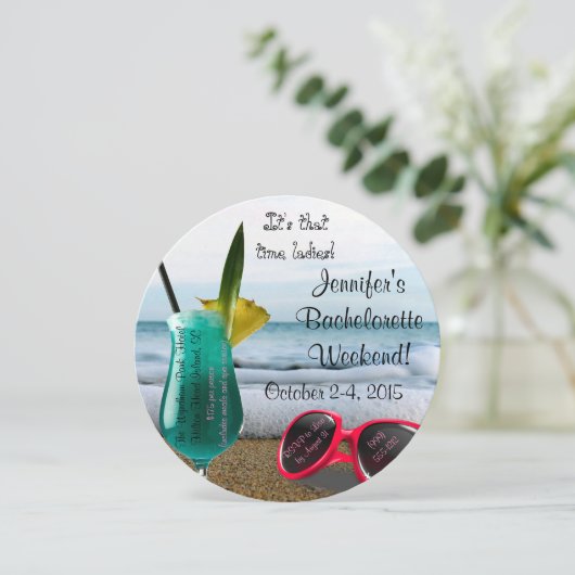 Bachelorette Weekend Uitnodiging tot rondweg (Staand voorkant)