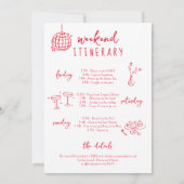 Bachelorette weekend vrouw in cocktail glas rood kaart (Achterkant)