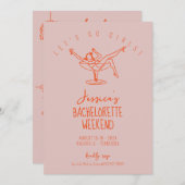 Bachelorette weekend vrouw in cocktailglas kaart (Voorkant / Achterkant)
