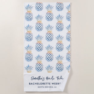 Bachelorette-weekend Wit Blauw Ananas Strandlaken