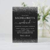 Bachelorette Weekend Zilver Modern Glitter Party Kaart (Staand voorkant)
