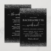 Bachelorette Weekend Zilver Modern Glitter Party Kaart (Voorkant / Achterkant)