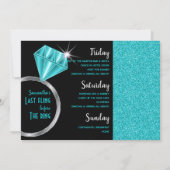 Bachelorette-weekend | zwart & Turquoise Kaart (Achterkant)