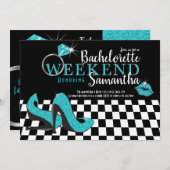 Bachelorette-weekend | zwart & Turquoise Kaart (Voorkant / Achterkant)