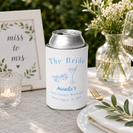 Bachelorette-weekendfeest bruid strand blauw blikjeskoeler