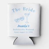 Bachelorette-weekendfeest bruid strand blauw blikjeskoeler (Voorkant)