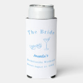 Bachelorette-weekendfeest bruid strand blauw seltzer blikjeskoeler (Seltzer Achterkant)