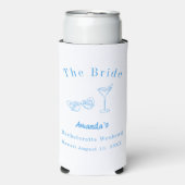 Bachelorette-weekendfeest bruid strand blauw seltzer blikjeskoeler (Seltzer Voorkant)