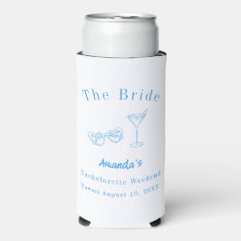 Bachelorette-weekendfeest bruid strand blauw seltzer blikjeskoeler