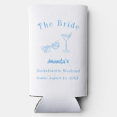 Bachelorette-weekendfeest bruid strand blauw seltzer blikjeskoeler (Achterkant)