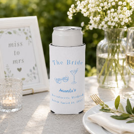 Bachelorette-weekendfeest bruid strand blauw seltzer blikjeskoeler