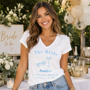 Bachelorette-weekendfeest bruid strand blauw t-shirt