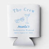 Bachelorette-weekendfeestcrew strandblauw blikjeskoeler (Achterkant)