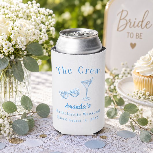 Bachelorette-weekendfeestcrew strandblauw blikjeskoeler