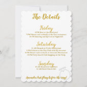 Bachelorette-weekendprogramma Goud Glitter Kaart (Achterkant)