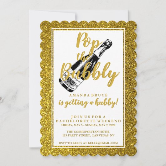 Bachelorette-weekendprogramma Goud Glitter Kaart (Voorkant)