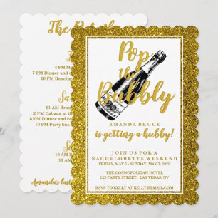 Bachelorette-weekendprogramma Gouden Glitter Kaart